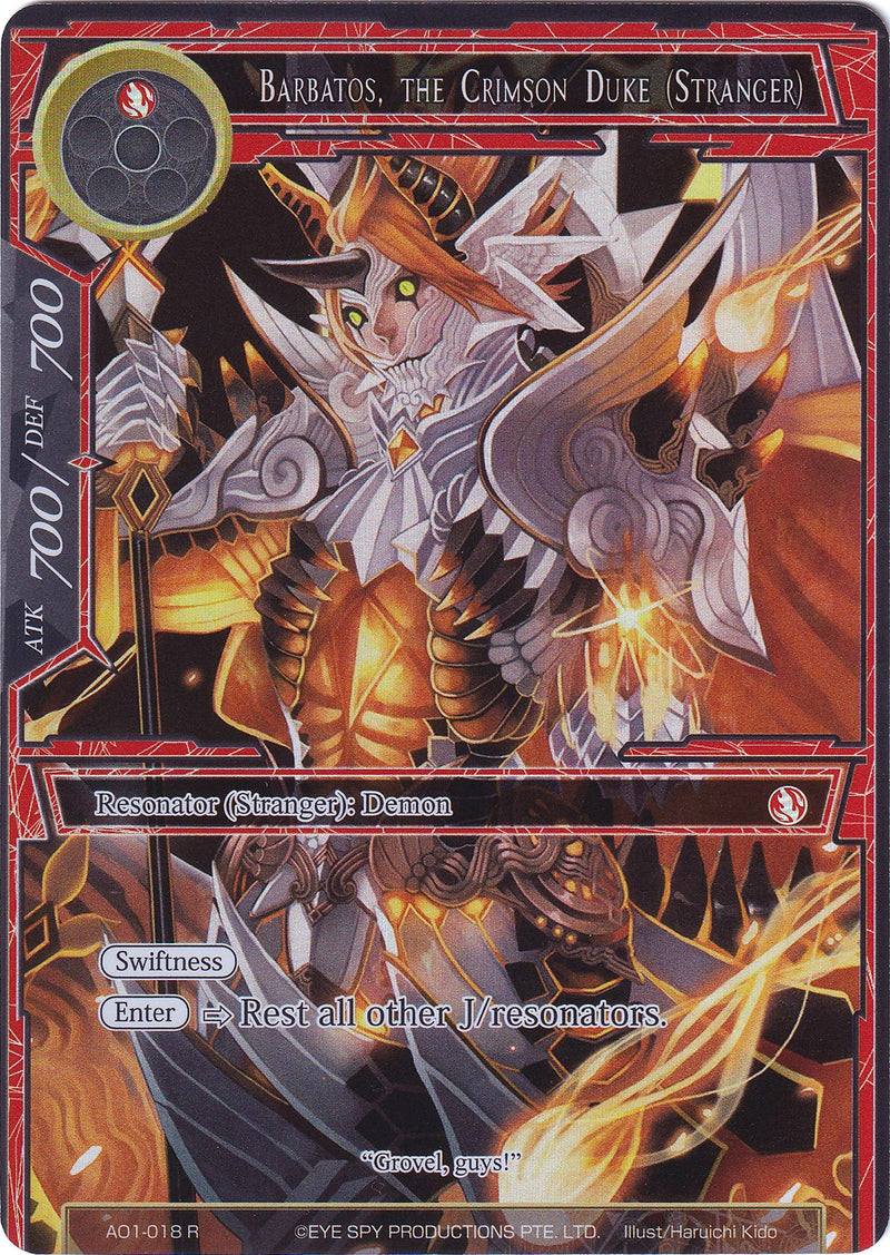 Barbatos, the Crimson Duke (Stranger) (Full Art) (AO1-018) [Alice Origin]