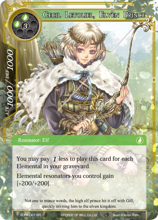 Cecil Letoliel, Elven Prince (SDR4-001) [Starter Deck: Reiya Cluster]