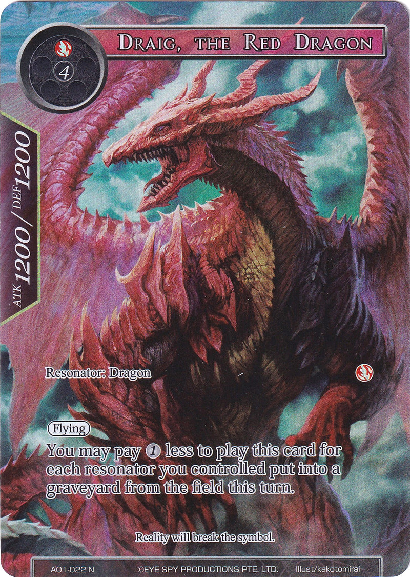 Draig, the Red Dragon (Full Art) (AO1-022) [Alice Origin]