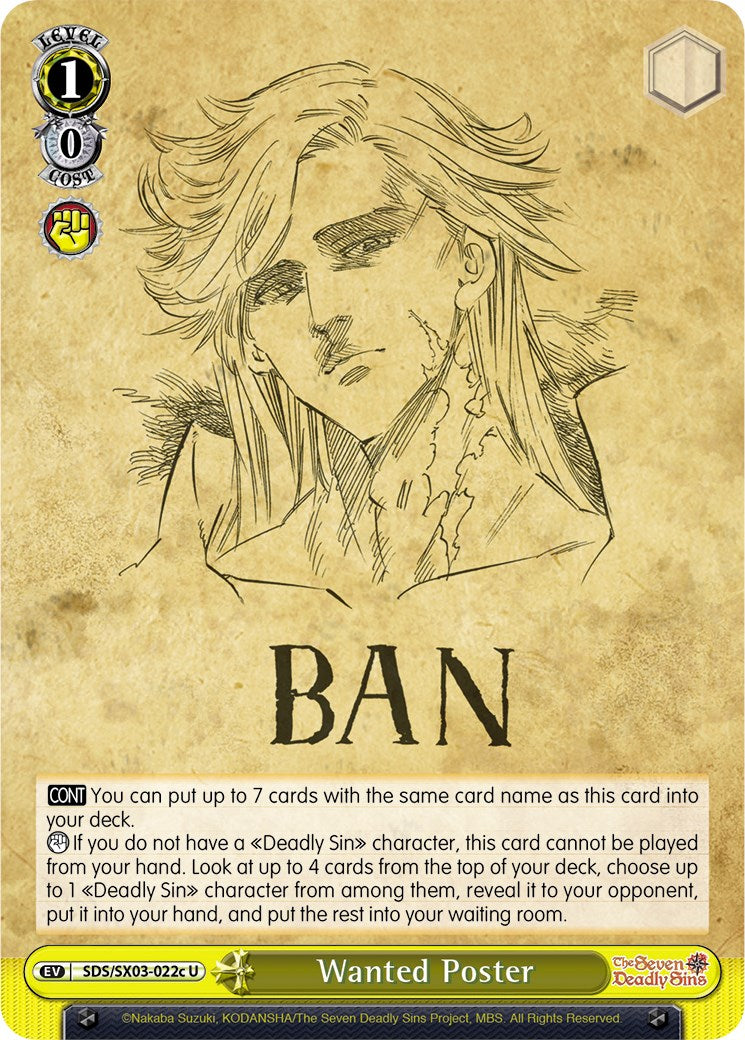 Wanted Poster (SDS/SX03-022c U) [The Seven Deadly Sins]