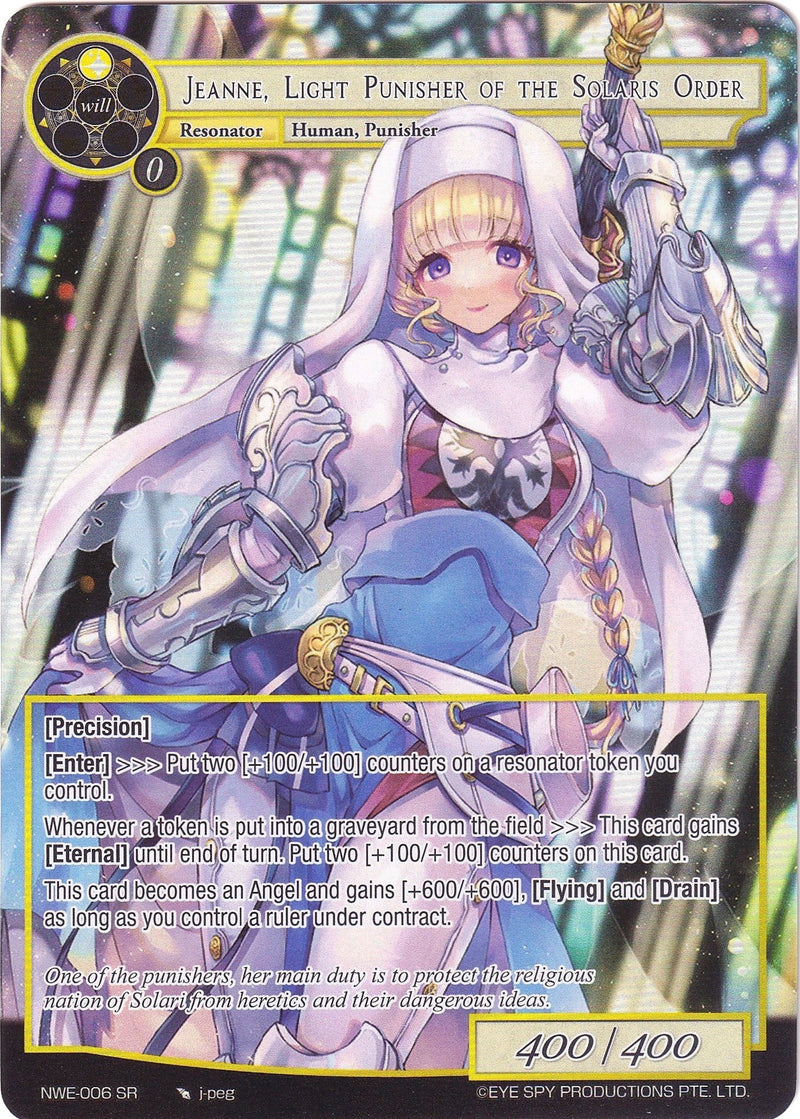 Jeanne, Light Punisher of the Solaris Order (Full Art) (NWE-006 SR) [A New World Emerges]